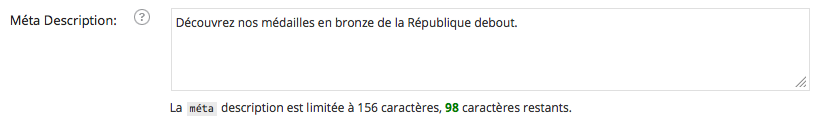 Meta description de la page produit