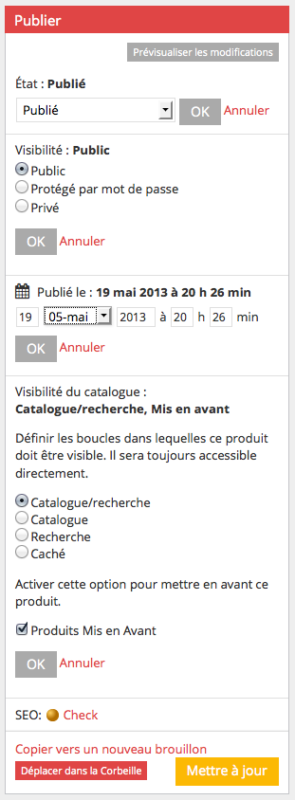Publication de la fiche produit